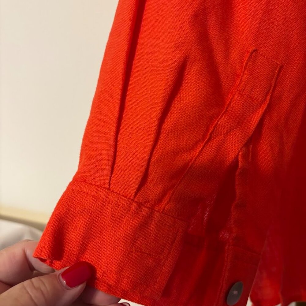 Beautiful Studio Works Orange Linen Top with Long Sleeves (3x) for any occasion - Picture 15 of 16
